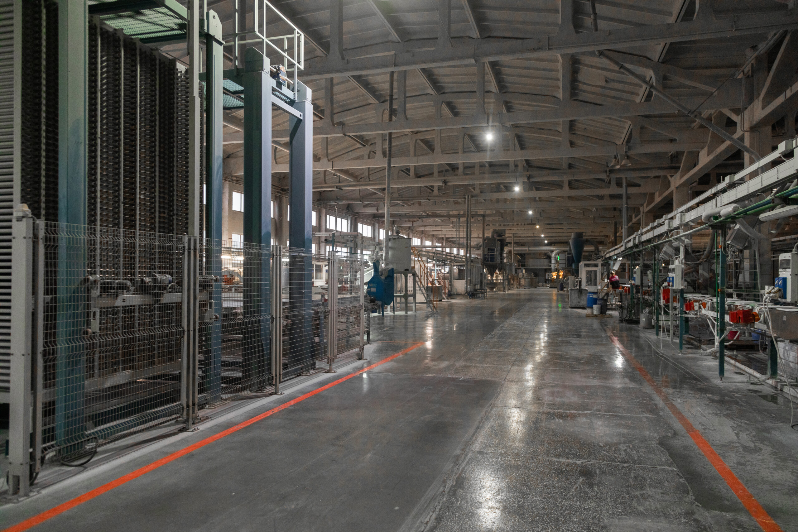 production manufacture. sightseeing Excursion on the interior. Ceramic tile manufacturing plant. Ceramic tile manufacturing plant with a conveyer belt