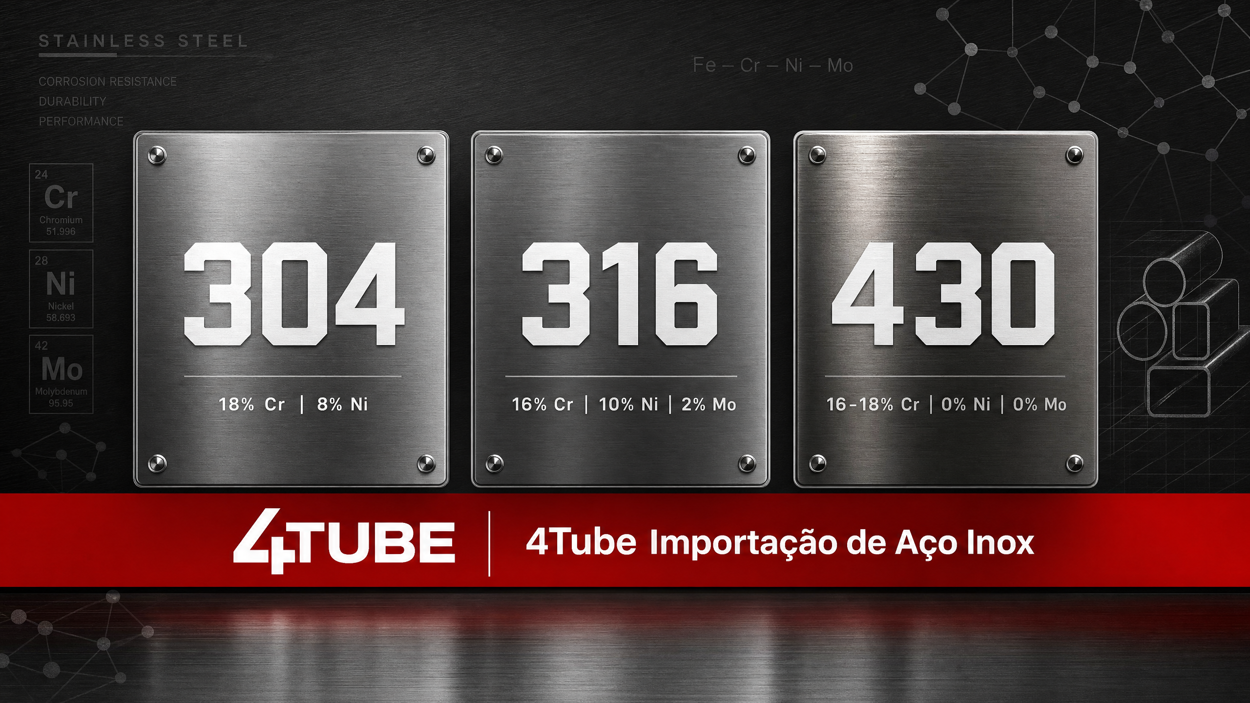 Diferenças entre aço inox 304, 316 e 430 - Guia de importação industrial - 4Tube